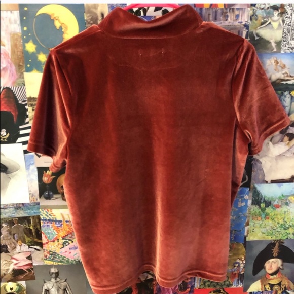 Madewell Velvet Mockneck Shirt in Rust - Picture 4 of 5
